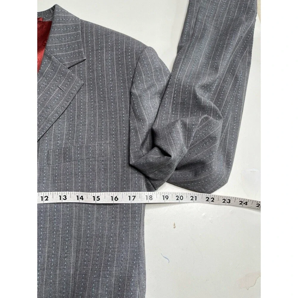 Giovanni Valentino Blazer Mens 34R Notched Lapel Gray Striped Sport Jacket
